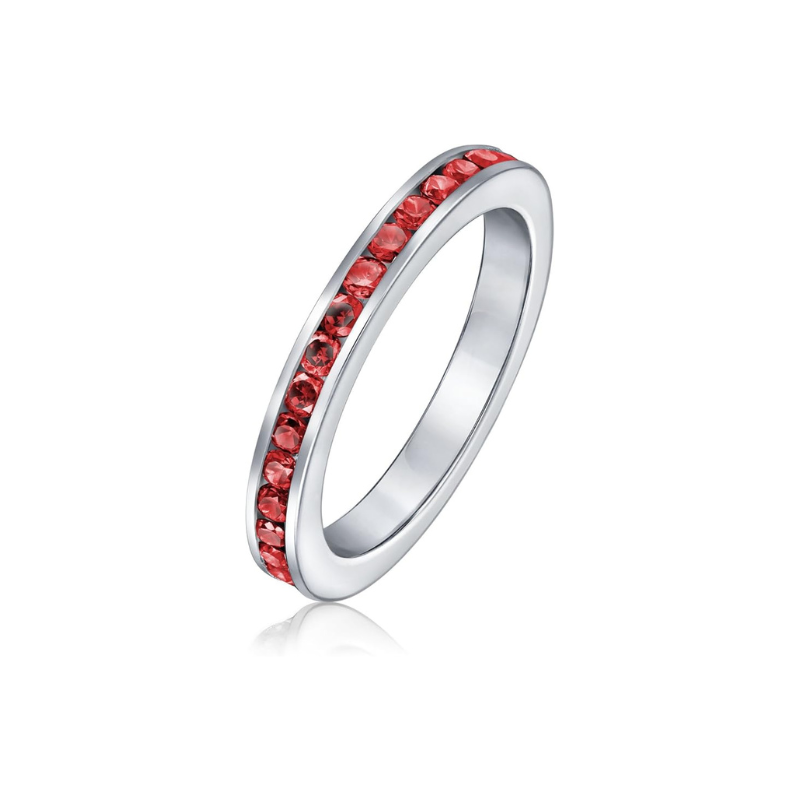 Pierścionek Ruby Eternity | Białe złoto