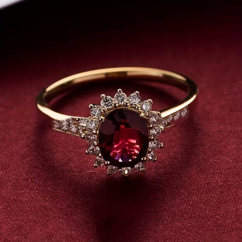 Pierścionek Empress Red | Złoty