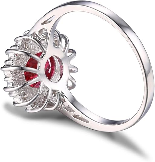 Pierścionek Classic Ruby Halo | Białe złoto
