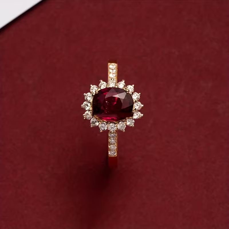Pierścionek Empress Red | Złoty