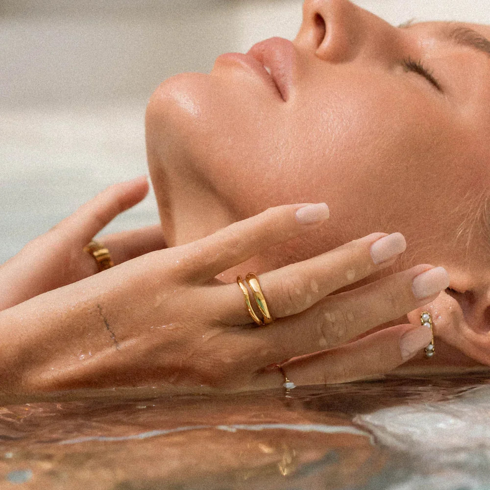 Zestaw podwójnych pierścionków Celeste – edycja złota