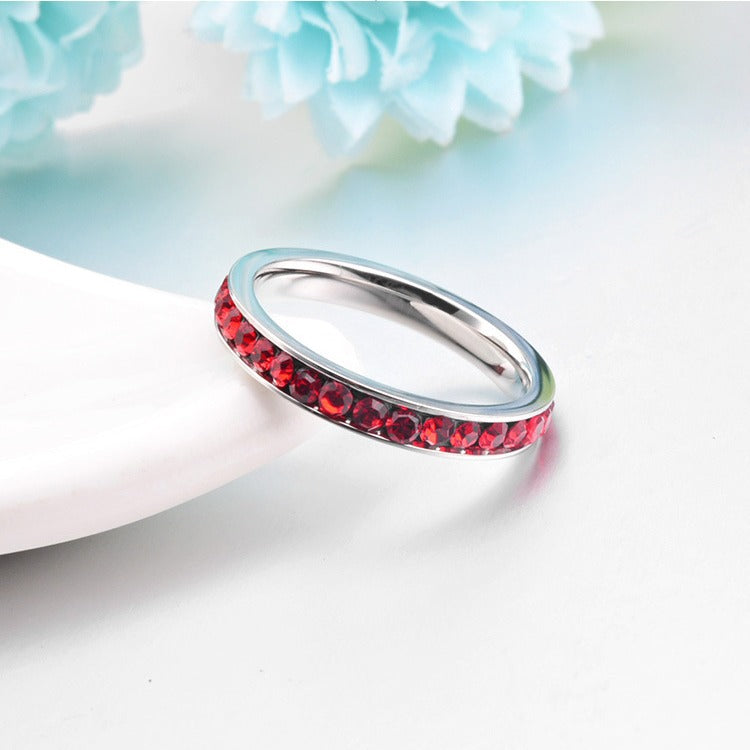 Pierścionek Ruby Eternity | Białe złoto