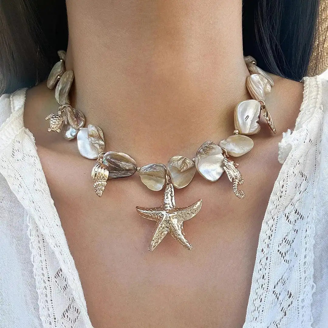 Naszyjnik w stylu boho z wisiorkiem rozgwiazdy