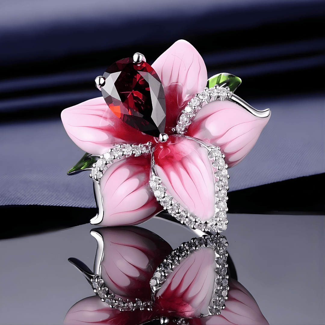 Pierścionek Wdzięk Różowej Orchidei