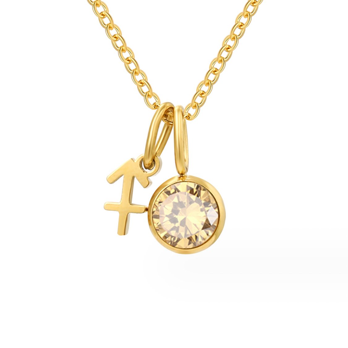 Łańcuszek ze znakiem zodiaku i kamieniem urodzenia „Astria“