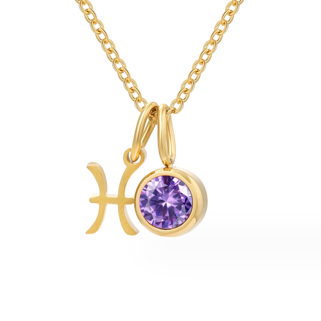 Łańcuszek ze znakiem zodiaku i kamieniem urodzenia „Astria“