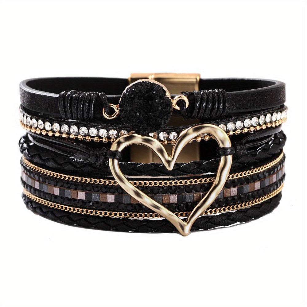Wielowarstwowa skórzana bransoletka w stylu boho