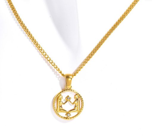 Łańcuszek z białą muszelką i monetą zodiaku „Regina“