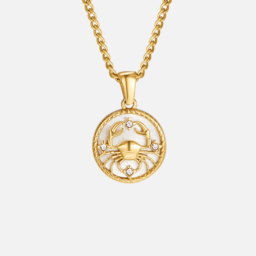 Łańcuszek z białą muszelką i monetą zodiaku „Regina“