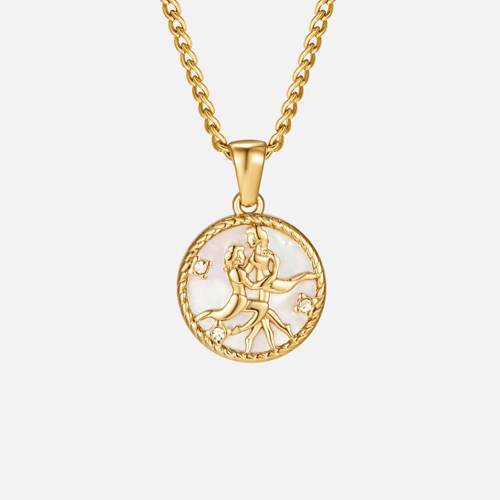 Łańcuszek z białą muszelką i monetą zodiaku „Regina“