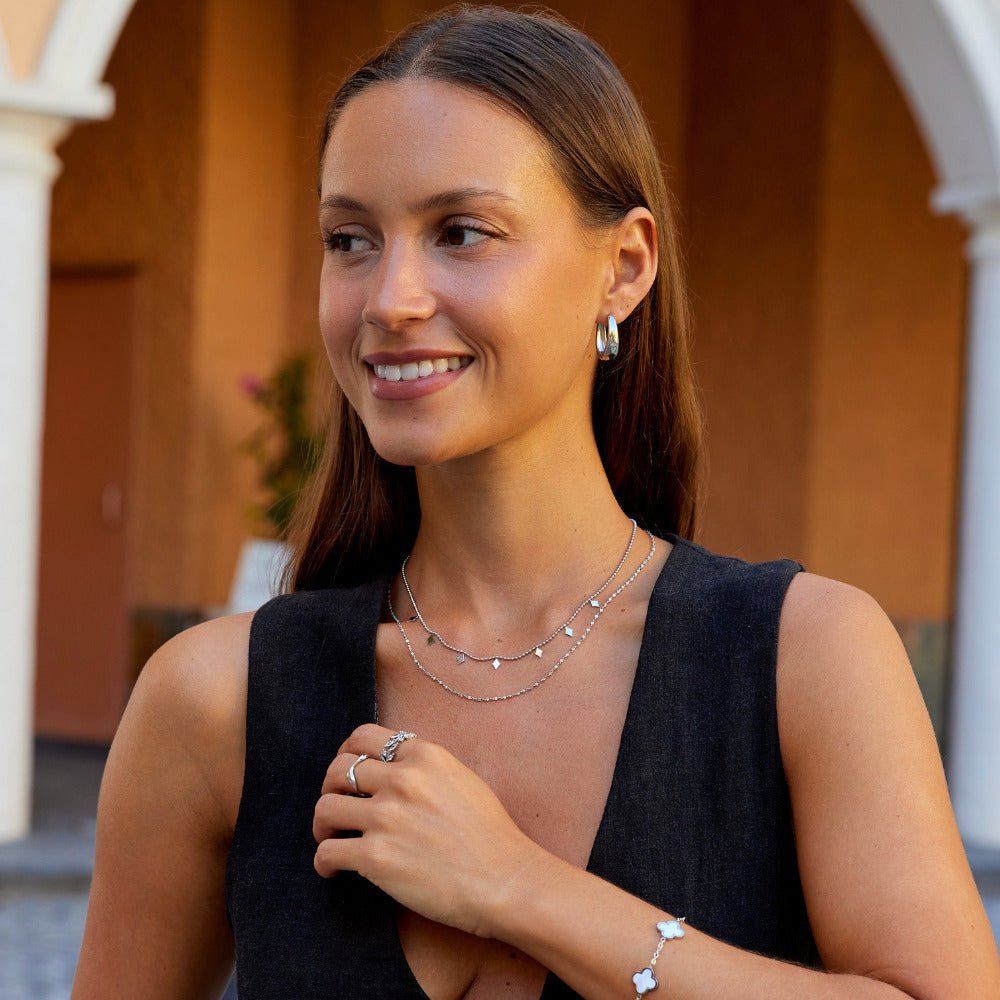 Warstwowy łańcuszek z kroplą diamentu „Charlotte“